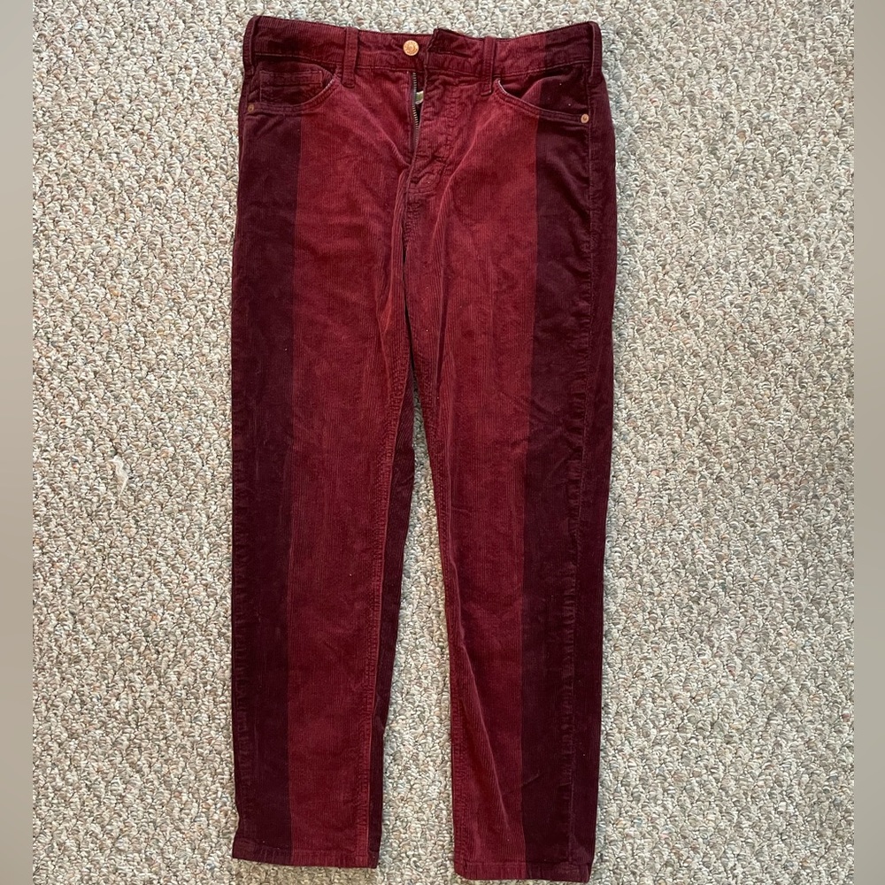 Anthropologie Two-Tone Maroon Corduroy Pants